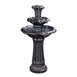 Lily Flower 3-Tier Outdoor Waterfall Fountain