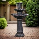 Lily Flower 3-Tier Outdoor Waterfall Fountain