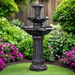 Lily Flower 3-Tier Outdoor Waterfall Fountain