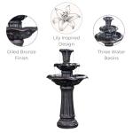 Lily Flower 3-Tier Outdoor Waterfall Fountain