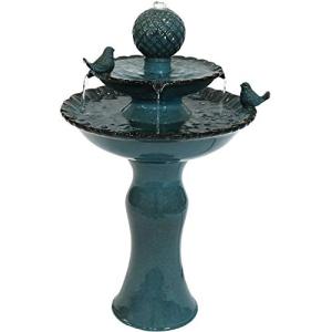 Sunnydaze 27" Blue Ceramic 2-Tier Water Fountain