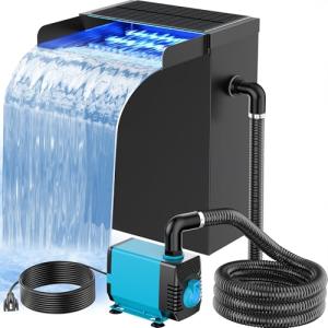 Pond Waterfall Kit with LED Lights and Pump