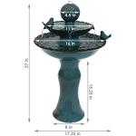 Sunnydaze 27" Blue Ceramic 2-Tier Water Fountain