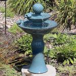 Sunnydaze 27" Blue Ceramic 2-Tier Water Fountain