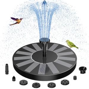 AISITIN Solar Bird Bath Fountain with 6 Nozzles