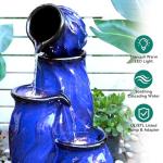 Ceramic Blue 4-Tier Outdoor Water Fountain