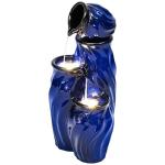 Ceramic Blue 4-Tier Outdoor Water Fountain