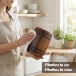 Wine Barrel Design Utensil Holder in Rustic Wood