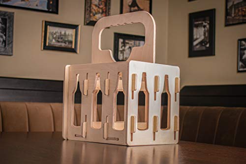 Rustic Wooden Beer Caddy for 6 Bottles