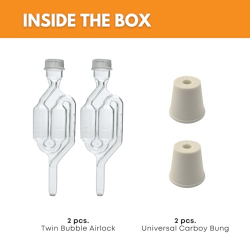 Twin Bubble Airlock & Carboy Bung Set