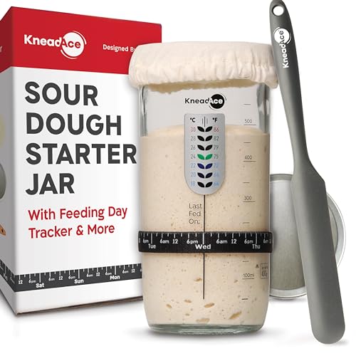 Sourdough Starter Jar with Feeding Band and Thermometer