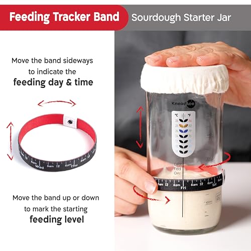 Sourdough Starter Jar with Feeding Band and Thermometer
