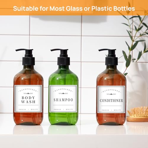 12 Waterproof Bottle Labels for Bathroom Organization