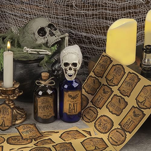 Halloween Wine Bottle Labels and Stickers Set
