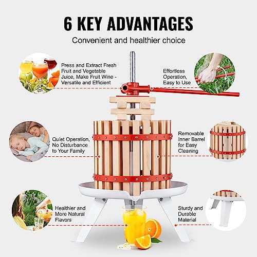 VEVOR Manual Fruit Wine Press with Beech Wood