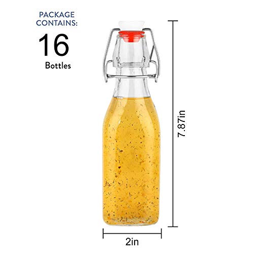 Encheng 8oz Glass Bottles with Airtight Lids - 16 Pack