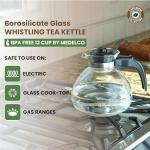 12-Cup Borosilicate Glass Whistling Tea Kettle