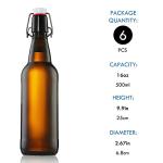 YEBODA 16 oz Amber Beer Bottles with Caps, 6-Pack
