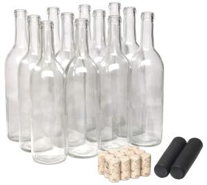 750ml Glass Bordeaux Wine Bottles - Case of 12