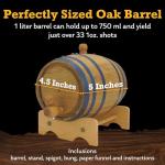 1L Premium Oak Barrel for Aging Whiskey & Rum