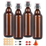Amber Swing Top Glass Bottles 32 oz, 4 Pack