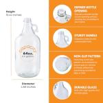 0.5 Gallon Glass Jugs with Airtight Caps - 2 Pack