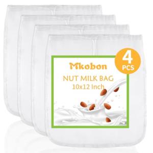 4-Pack 10"x12" Reusable Nut Milk Bags