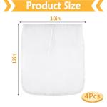 4-Pack 10"x12" Reusable Nut Milk Bags