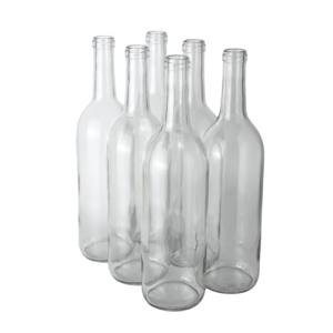 6 Clear Bordeaux Wine Bottles for Home Brewing