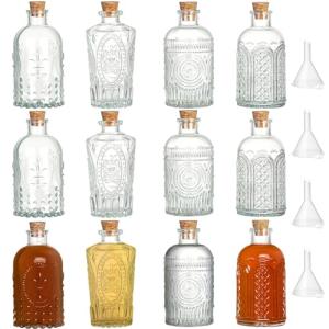12 Pack 6oz Glass Bottles with Cork Stoppers
