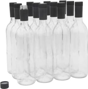 750ml Glass Bordeaux Wine Bottles - Case of 12