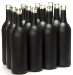 750ml Black Frosted Bordeaux Wine Bottles - 12 Pack