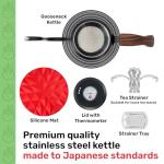 Japanese Gooseneck Kettle with Thermometer and Handle