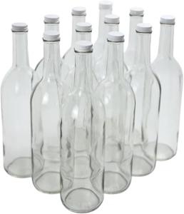 12-Pack of 750ml Clear Glass Wine Bottles
