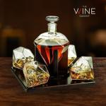 Diamond Whiskey Decanter Set with Glasses and Base
