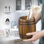 Wine Barrel Design Utensil Holder in Rustic Wood