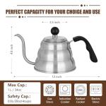 Gooseneck Stainless Steel Tea Kettle, 800ml