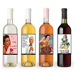 Funny Retro Wine Bottle Labels Set of 8