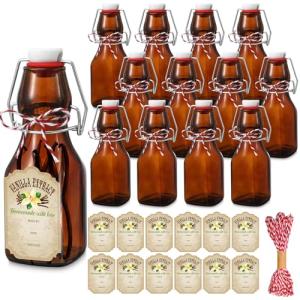 12 Pack 4 oz Amber Swing Top Glass Bottles