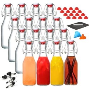 8.5oz Flip Top Glass Bottles - 16 Pack