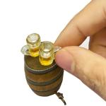 Mini Wooden Beer Barrel Decor with Glasses