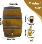 Mini Wooden Beer Barrel Decor with Glasses