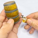 Mini Wooden Beer Barrel Decor with Glasses