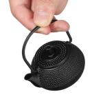 Mini Cast Iron Teapot with Retro Leaf Design
