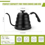 Black Gooseneck Tea Kettle with Thermometer 40oz