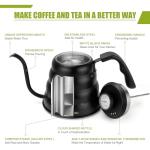 Black Gooseneck Tea Kettle with Thermometer 40oz