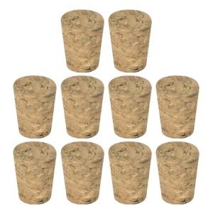 Wooden Tapered Cork Stoppers for Bottles - Pack of 10