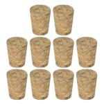 Wooden Tapered Cork Stoppers for Bottles - Pack of 10