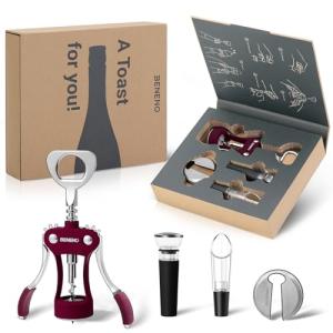 Beneno Wine Bottle Opener Gift Set - Purple