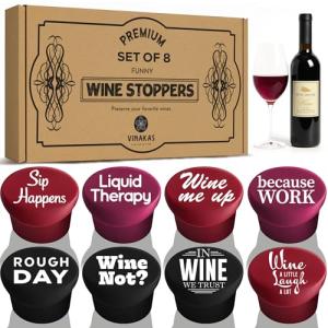 Funny Silicone Wine Stopper Set of 8